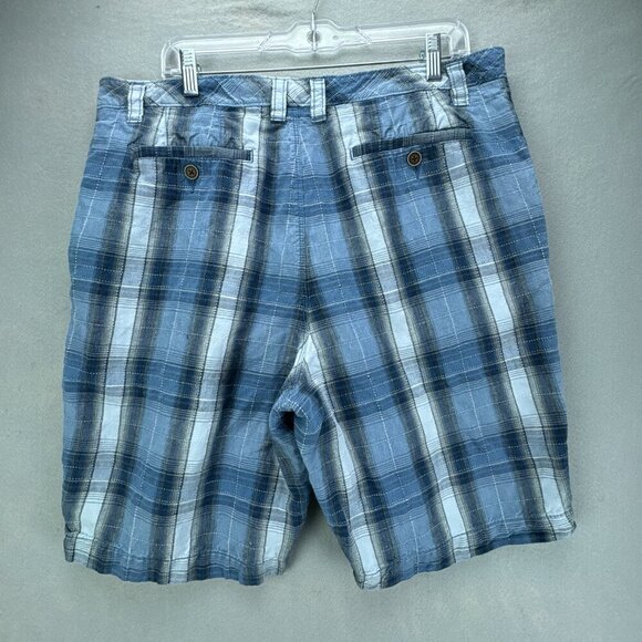 Tommy‎ Bahama Shorts Mens 36 Blue Plaid Chinos Linen Silk Blend 10" Inseam - Picture 4 of 11